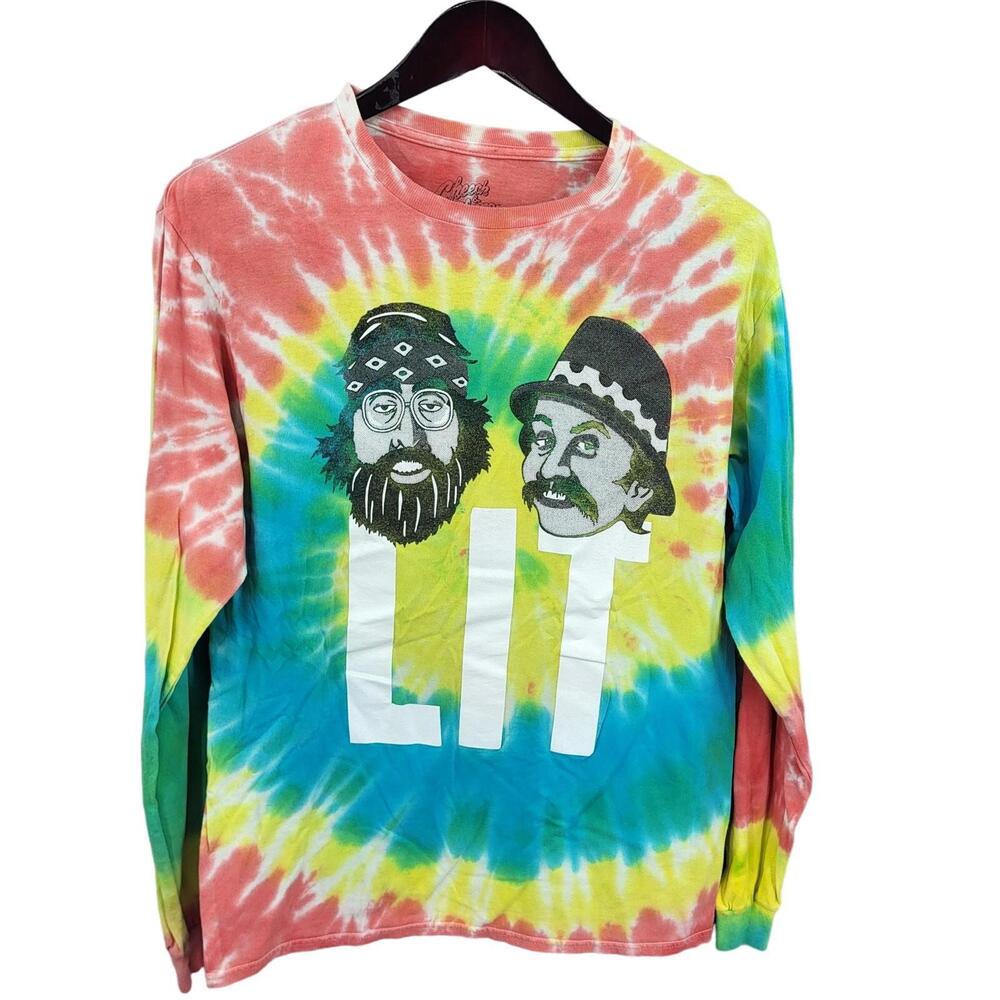 Cheech & Chong T‎ Shirt Mens Small Tie Dyed LIT Graphic Tee Long Sleeve Cotton